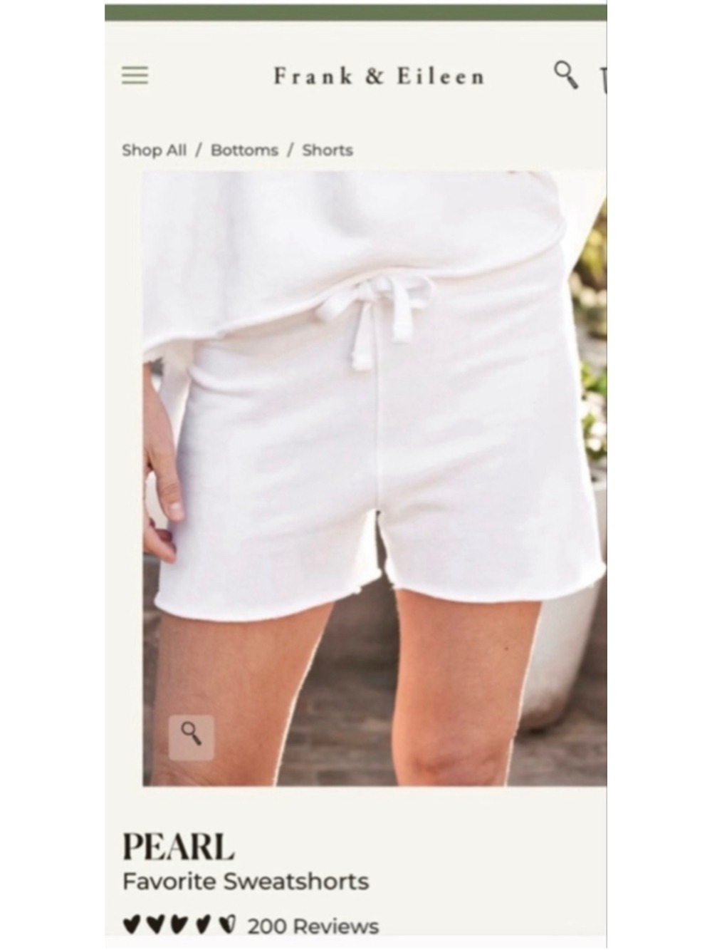 Women's Frank & Eileen White Triple Fleece Sweatshorts L